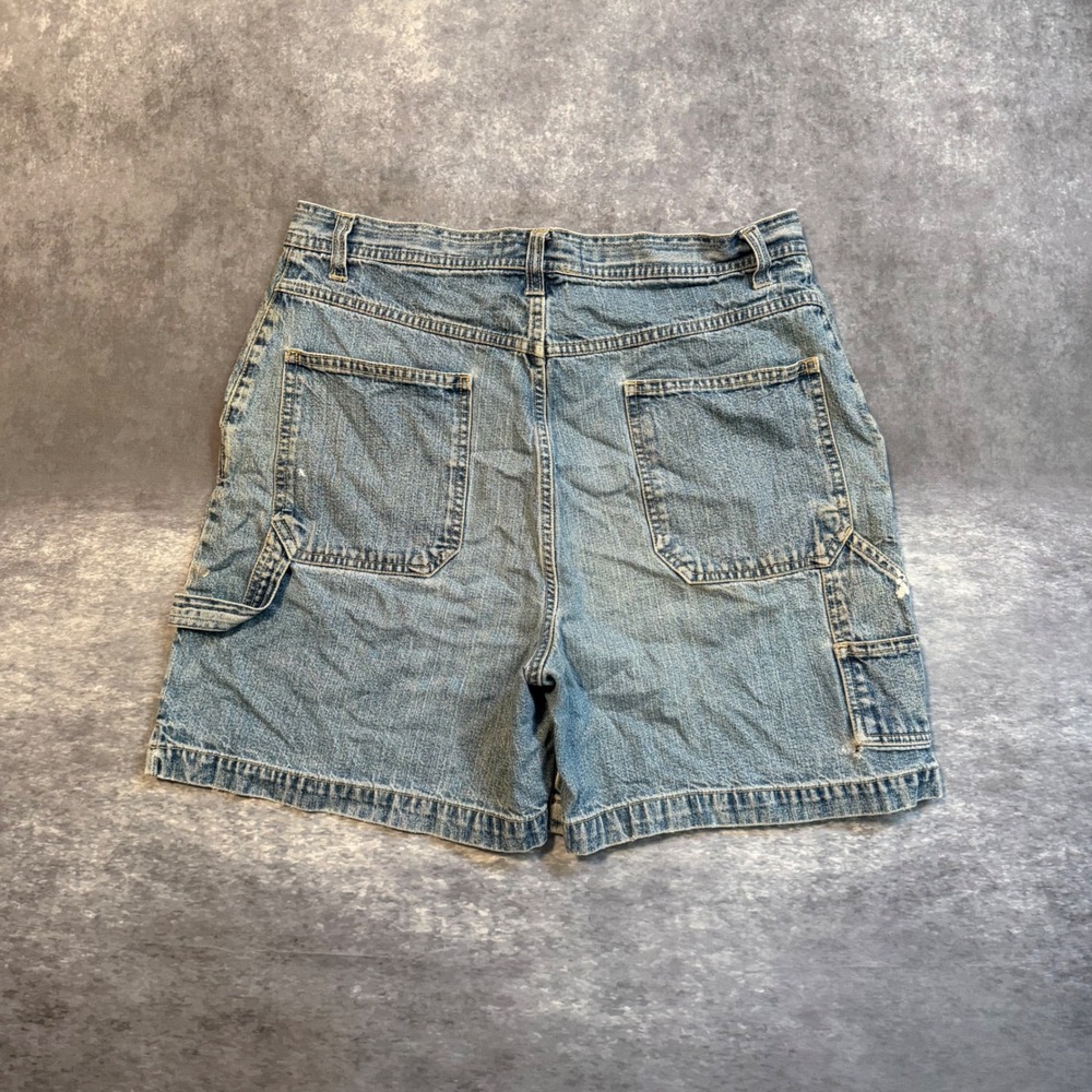 VTG 90s Cherokee Carpenter Denim Shorts Womens 14 Paint Splatter High Rise Jorts